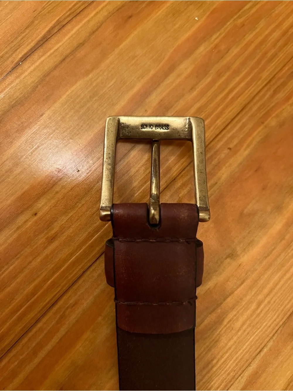 Men’s Dockers Full Grain Leather Brown Belt With Brass Buckle Size 42
